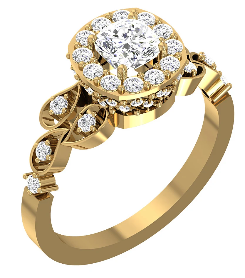 The Kason Genuine Diamond Beautiful Halo Solitaire Engagement Ring 14k White Gold - Image 3