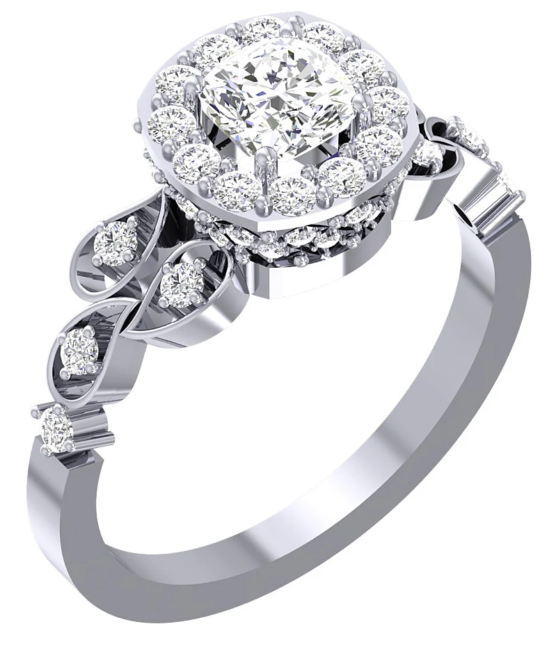 The Kason Genuine Diamond Beautiful Halo Solitaire Engagement Ring 14k White Gold - Image 4