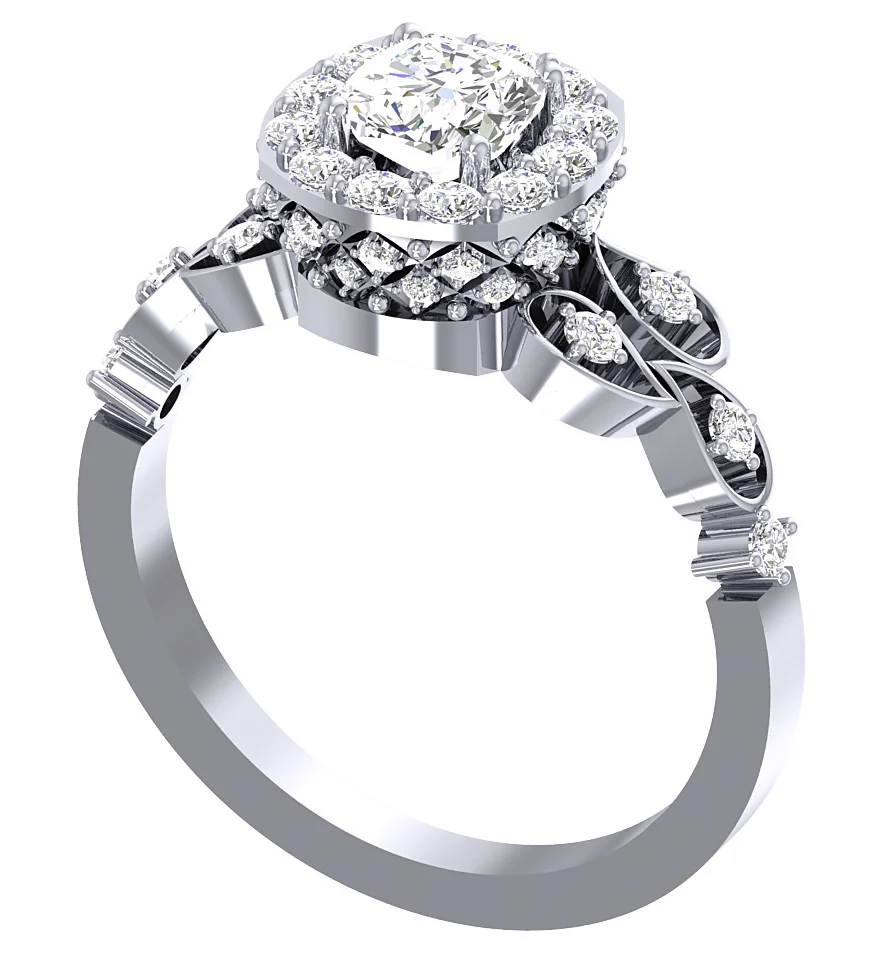 The Kason Genuine Diamond Beautiful Halo Solitaire Engagement Ring 14k White Gold - Image 5