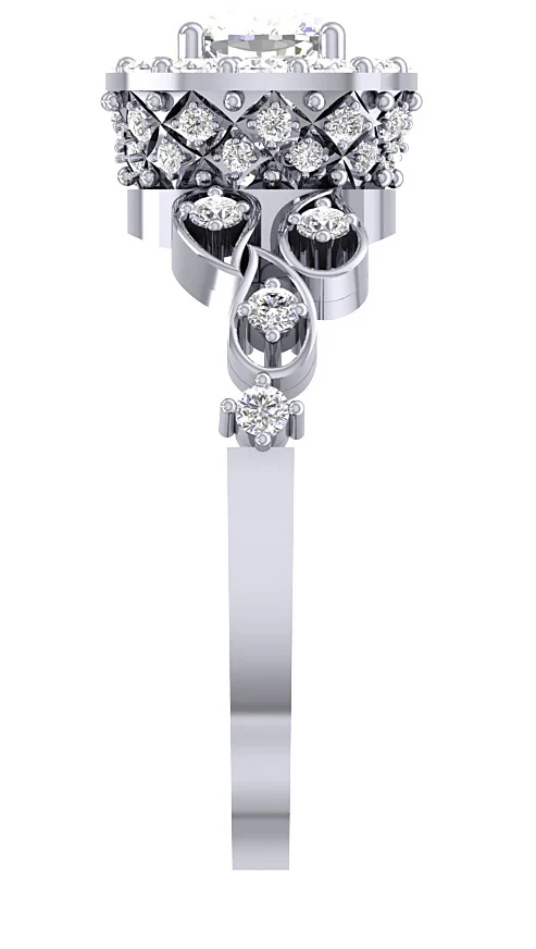 The Kason Genuine Diamond Beautiful Halo Solitaire Engagement Ring 14k White Gold - Image 7