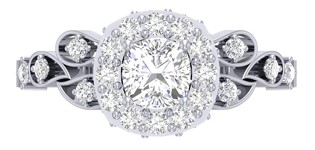 The Kason Genuine Diamond Beautiful Halo Solitaire Engagement Ring 14k White Gold - Image 8