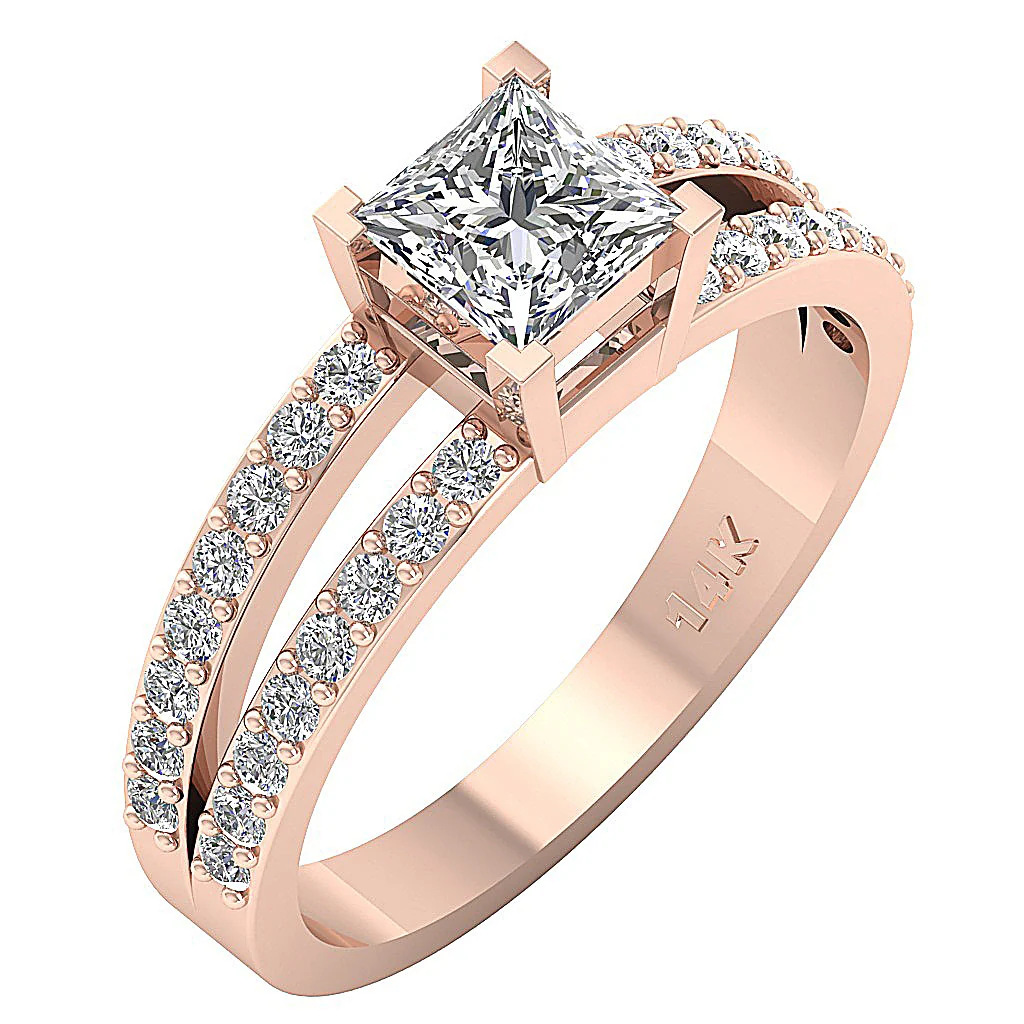 The Kassidy Solitaire Square Princess & Round Diamond Engagement Ring 14K Yellow Gold - Image 3