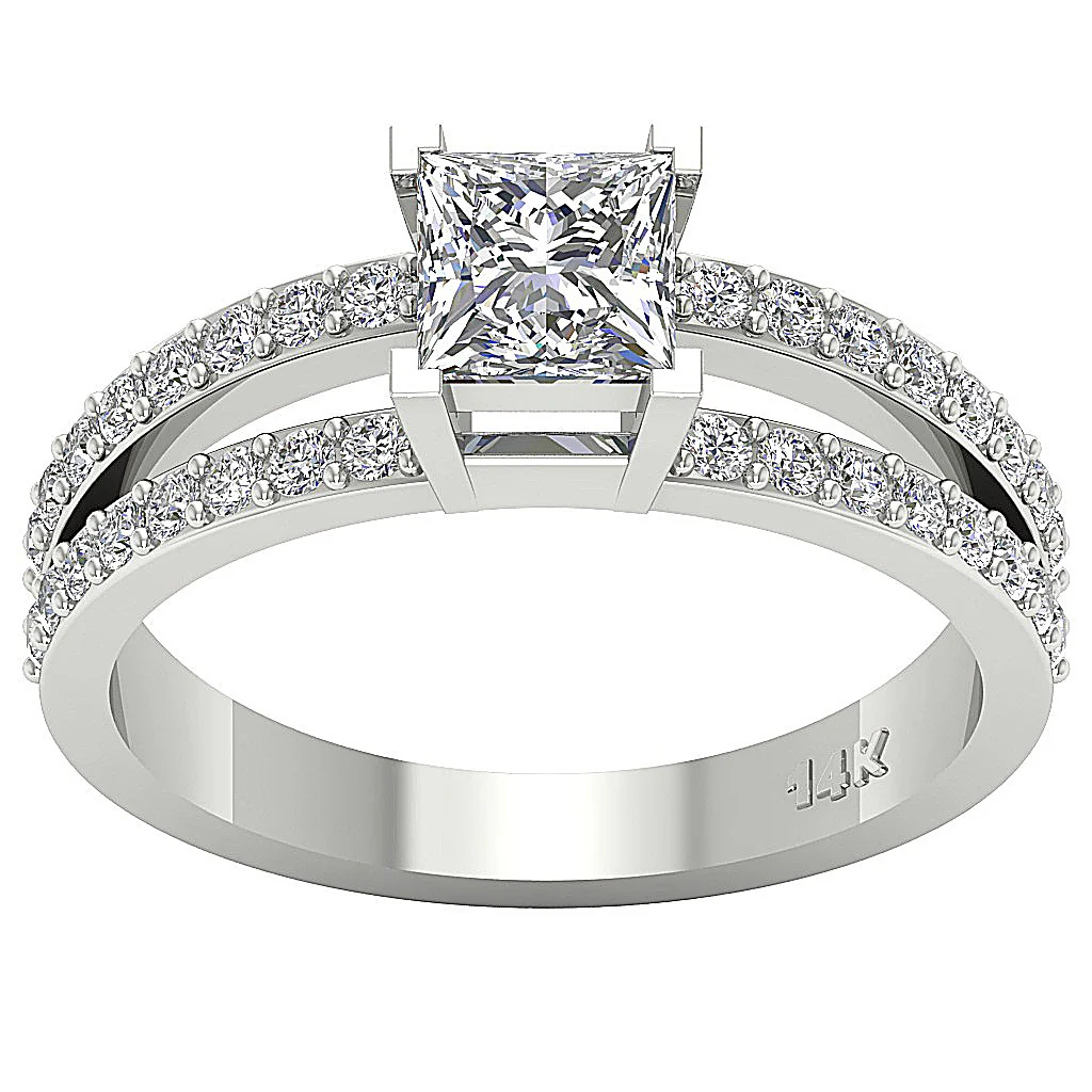 The Kassidy Solitaire Square Princess & Round Diamond Engagement Ring 14K Yellow Gold - Image 4