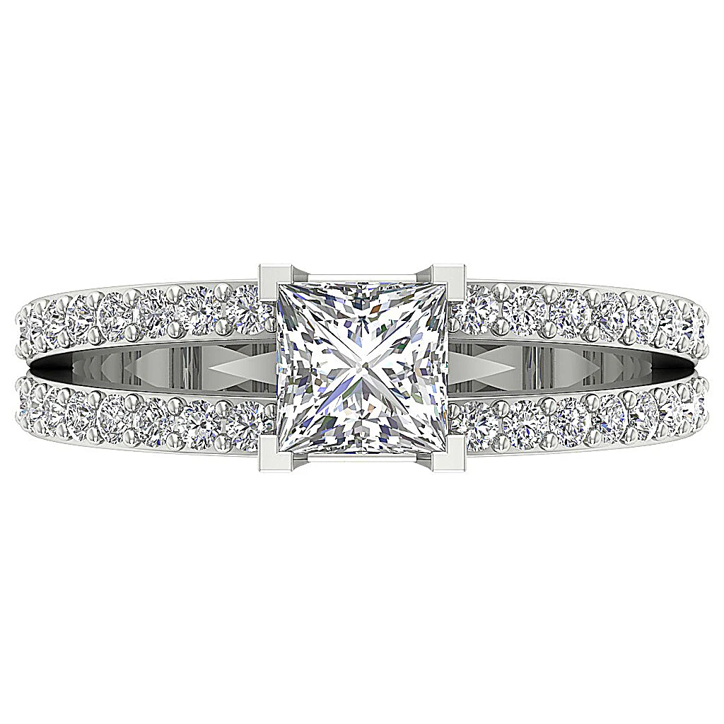 The Kassidy Solitaire Square Princess & Round Diamond Engagement Ring 14K Yellow Gold - Image 6