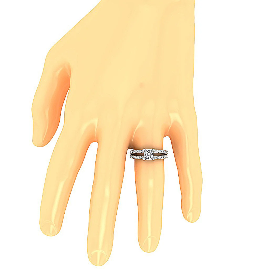 The Kassidy Solitaire Square Princess & Round Diamond Engagement Ring 14K Yellow Gold - Image 7