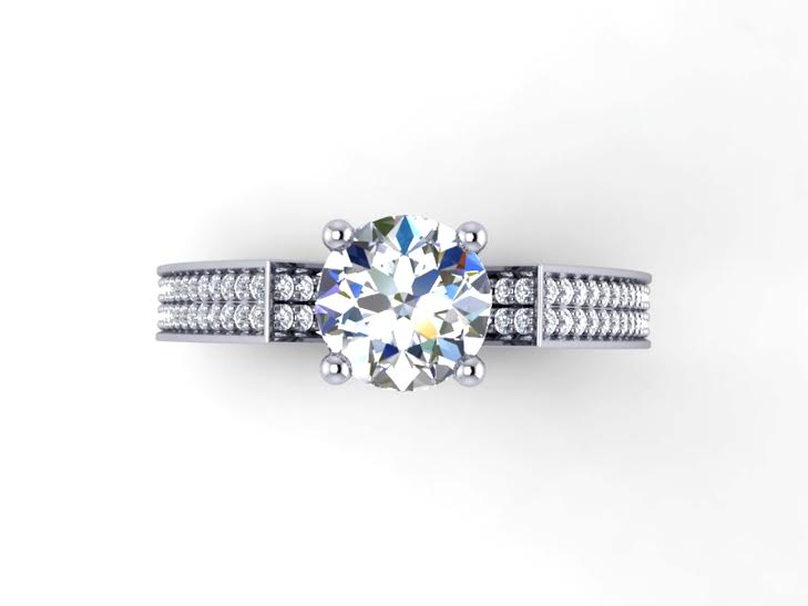 The Kataleya Round Cut Diamond 14K White Gold Engagement Wedding Ring - Image 2