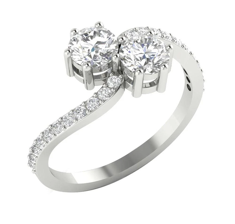 The Kayce Prong Set Forever Us Designer Solitaire Round Diamond Engagement Ring Gold - Image 4