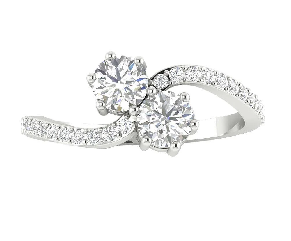 The Kayce Prong Set Forever Us Designer Solitaire Round Diamond Engagement Ring Gold - Image 5