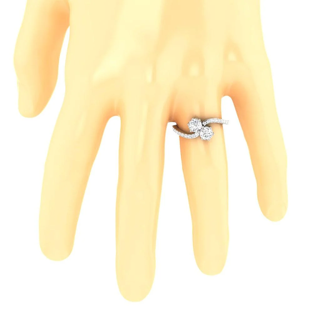 The Kayce Prong Set Forever Us Designer Solitaire Round Diamond Engagement Ring Gold - Image 7