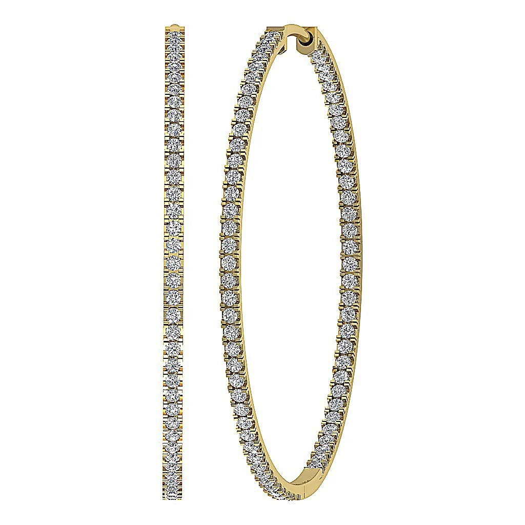 The Kayden Inside Outside Genuine Diamond Hoops Earring Pave Set 14K Solid Gold - Image 11
