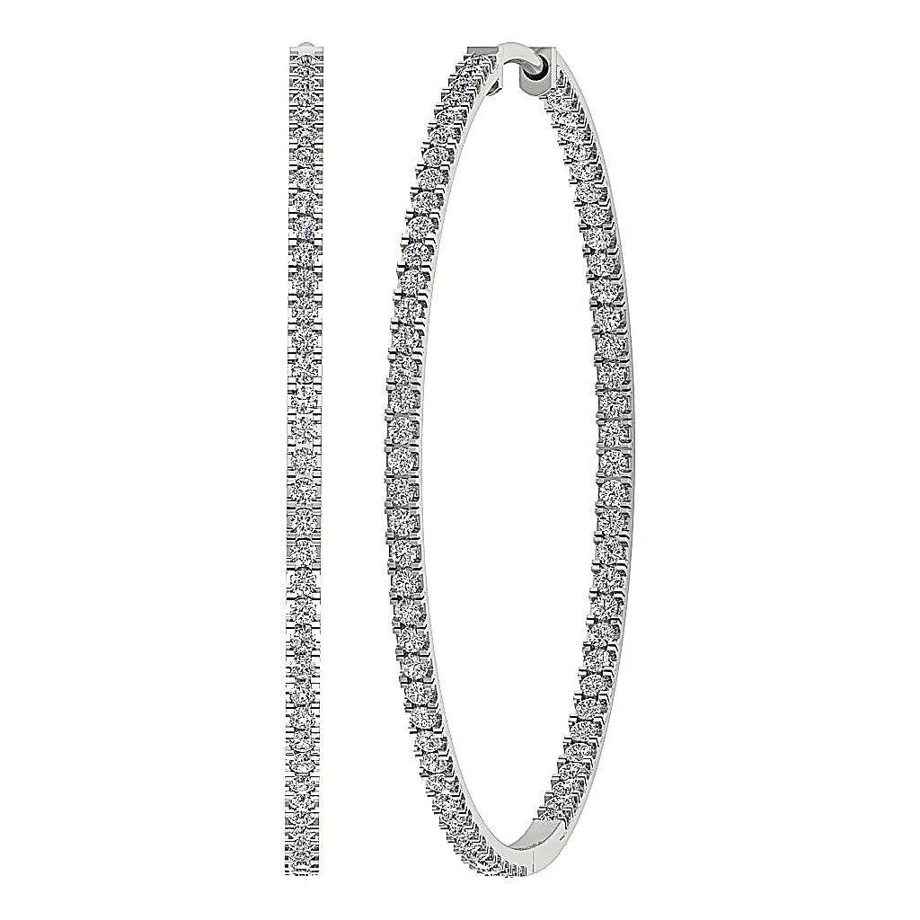 The Kayden Inside Outside Genuine Diamond Hoops Earring Pave Set 14K Solid Gold - Image 12