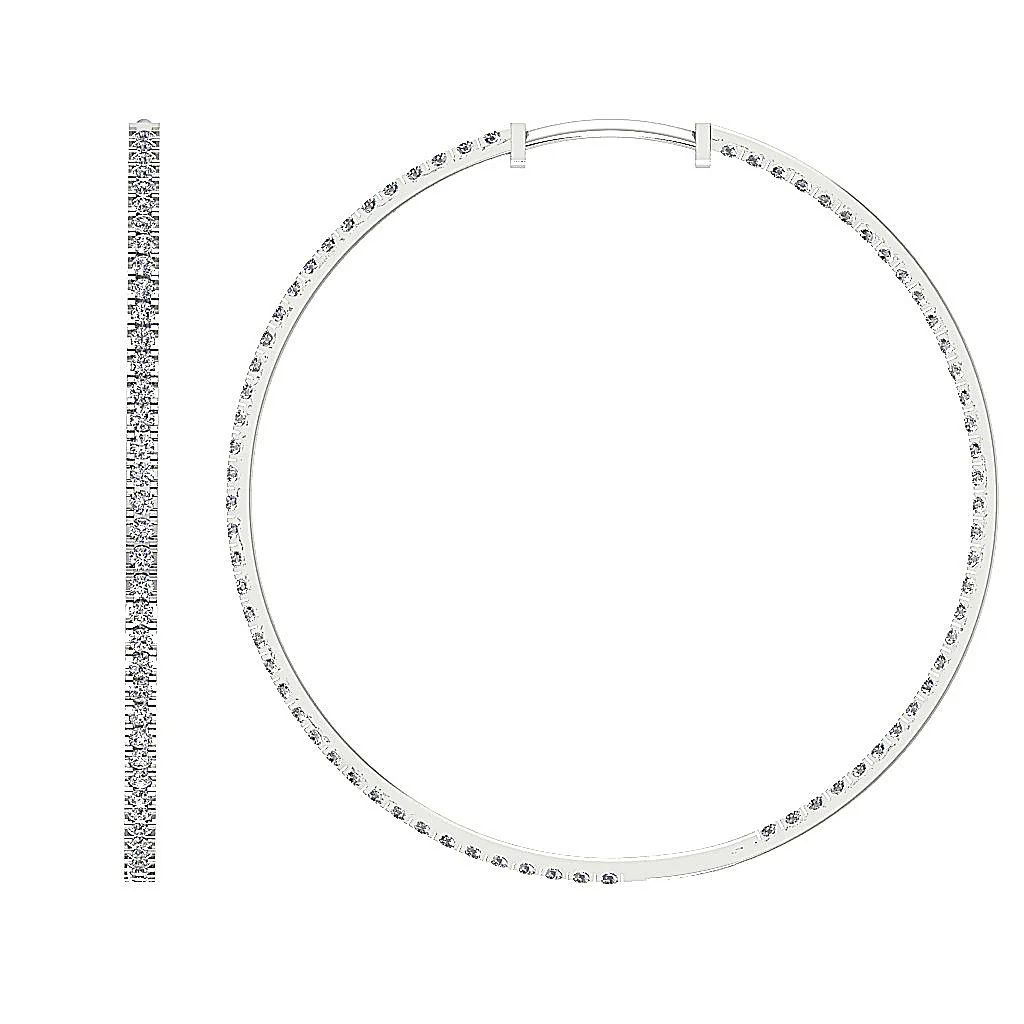 The Kayden Inside Outside Genuine Diamond Hoops Earring Pave Set 14K Solid Gold - Image 4