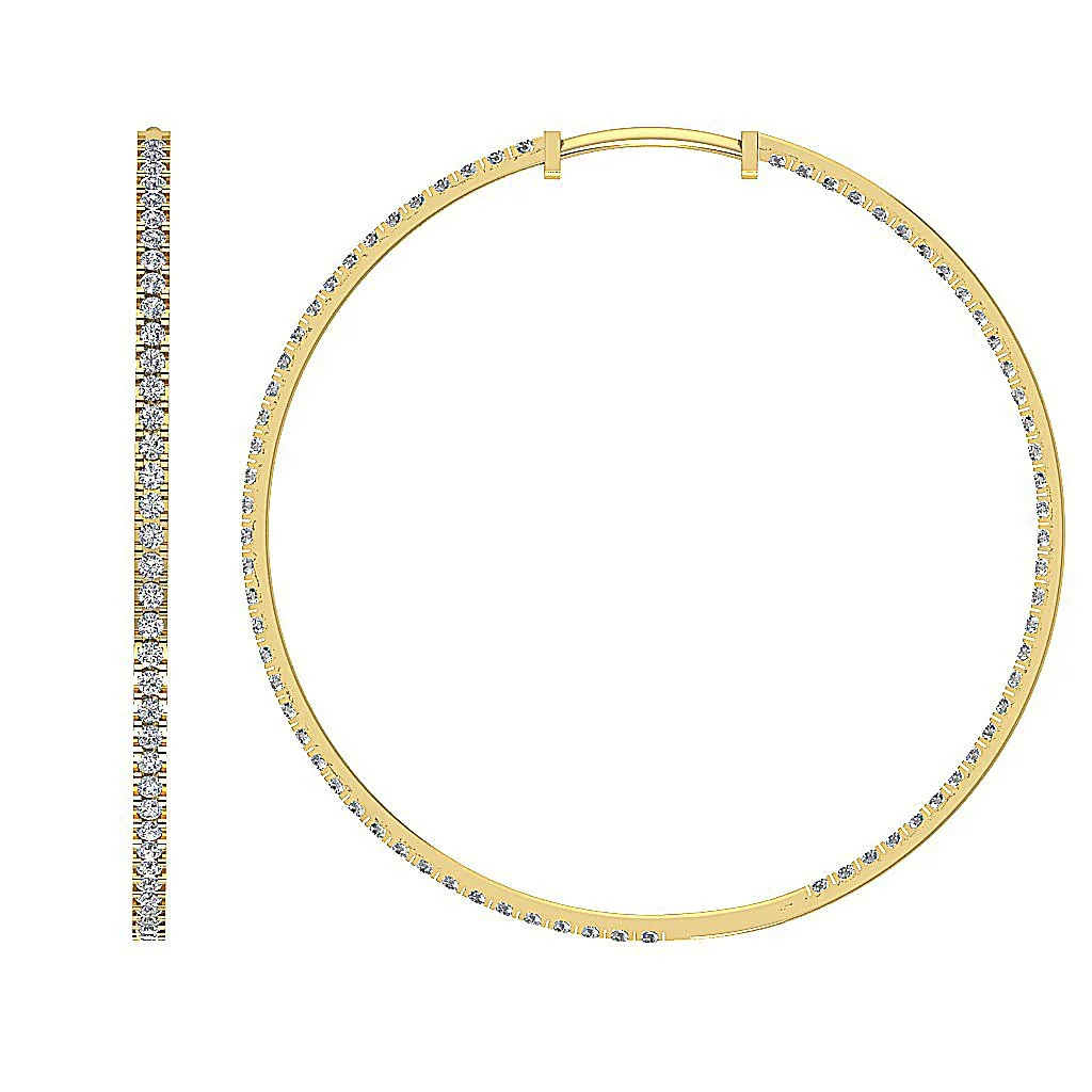 The Kayden Inside Outside Genuine Diamond Hoops Earring Pave Set 14K Solid Gold - Image 5