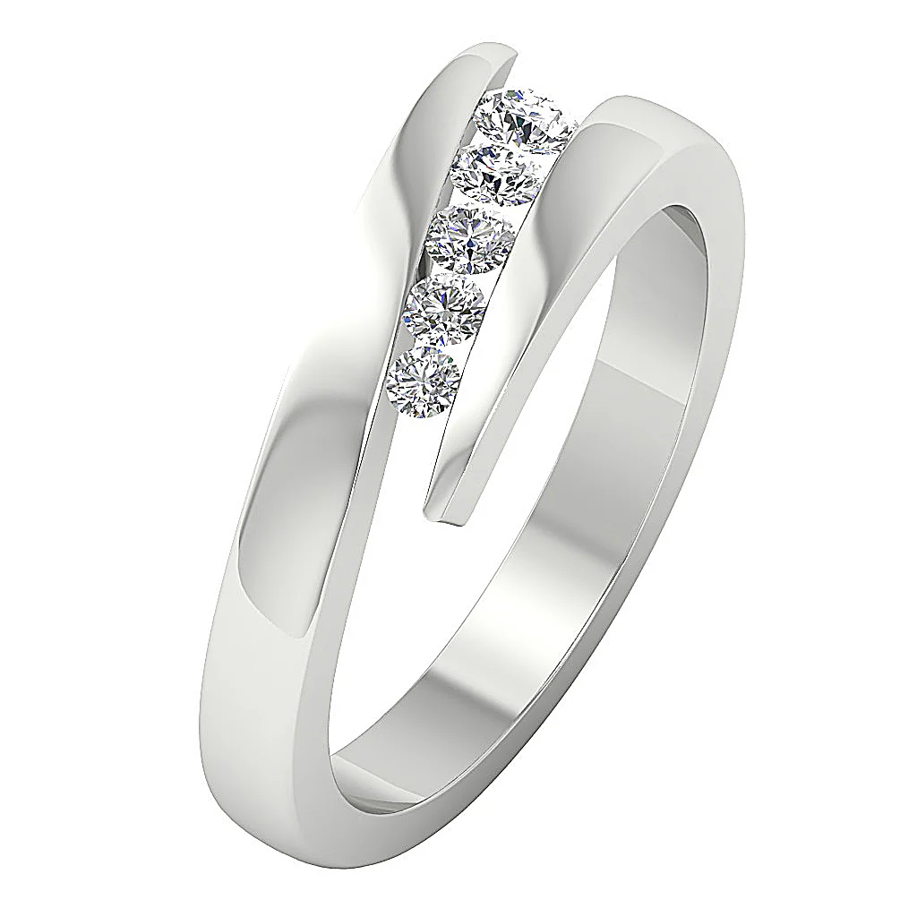 The Kaysen Channel Set Multi Natural Diamond Five Stone Wedding Ring 14K White Gold - Image 2
