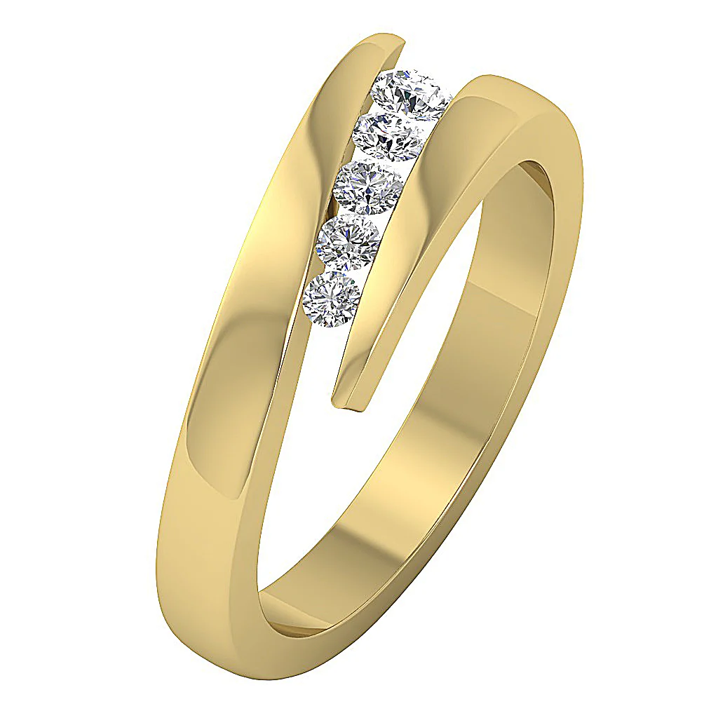 The Kaysen Channel Set Multi Natural Diamond Five Stone Wedding Ring 14K White Gold - Image 3