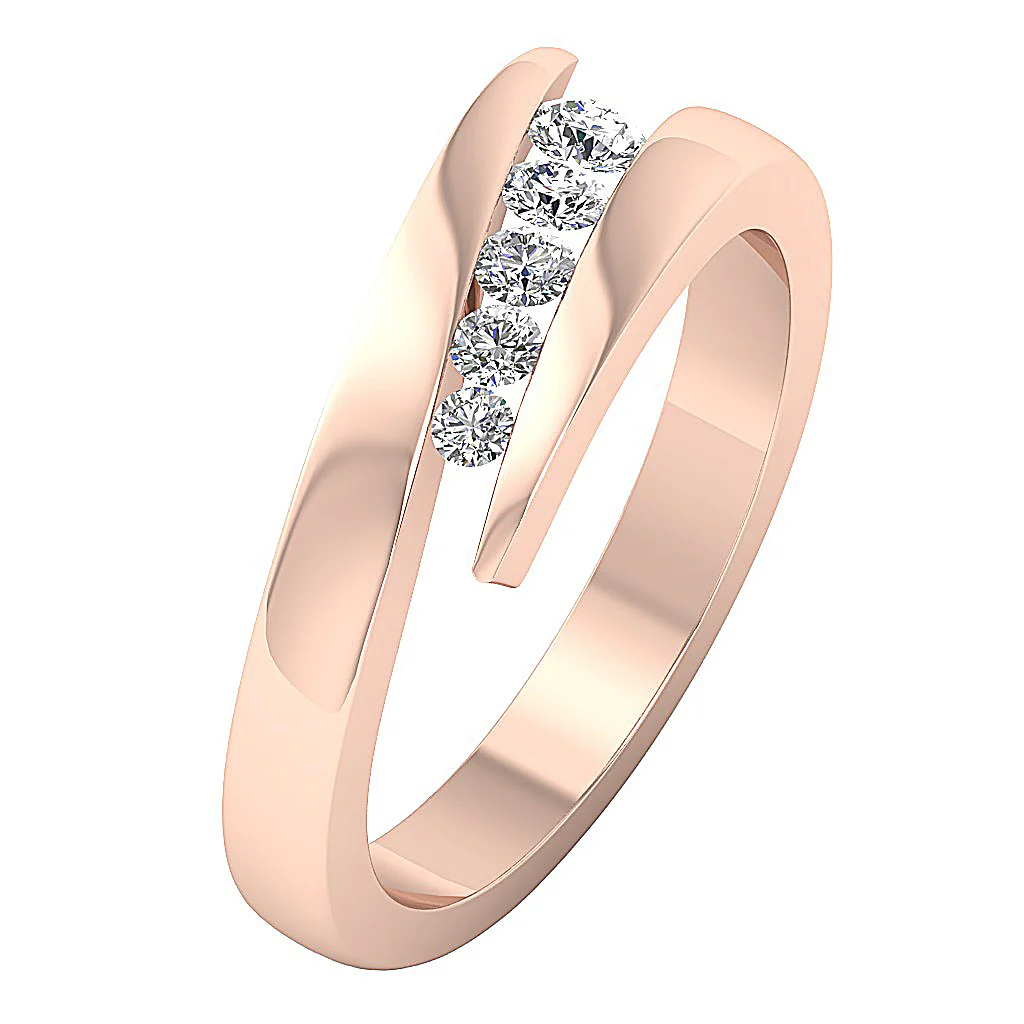 The Kaysen Channel Set Multi Natural Diamond Five Stone Wedding Ring 14K White Gold - Image 4