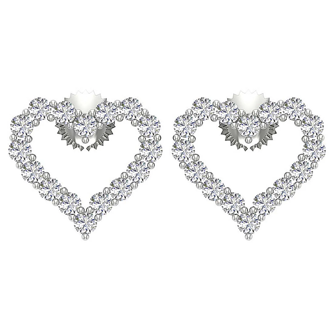 The Kayson Excellent Round Brilliant Cut Diamond Heart Stud Earring Screw Back Gold - Image 5