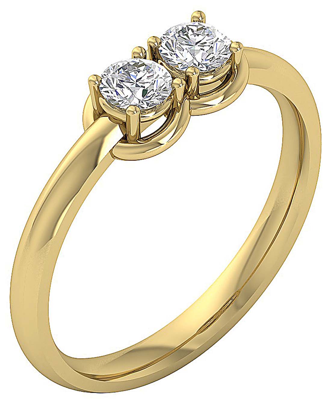 The Keanu White Yellow Rose Gold Two Solitaire Diamond Forever Us Engagement Ring - Image 3
