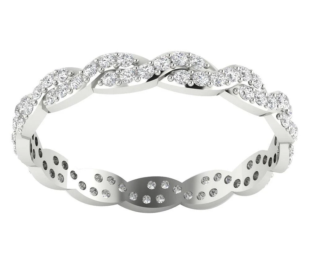 The Kellen Twisted Round Cut Diamond Full Eternity Wedding Ring 14K Solid Gold