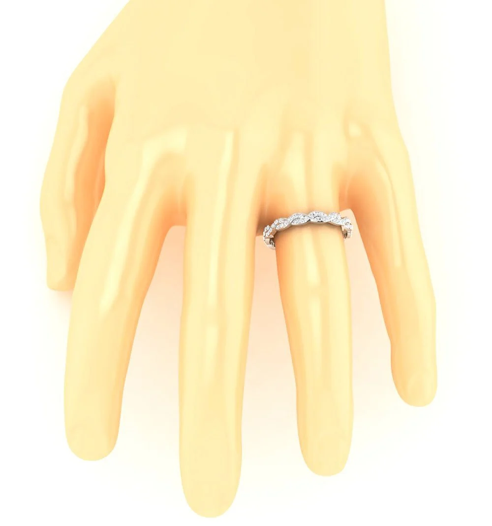 The Kellen Twisted Round Cut Diamond Full Eternity Wedding Ring 14K Solid Gold - Image 7