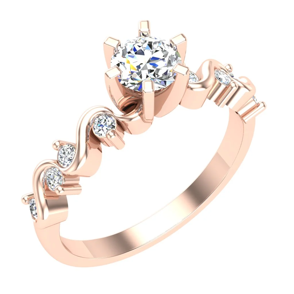 The Kendrick Unique 14k Yellow Gold Solitaire Engagement Ring Round Diamond Prong Set - Image 2