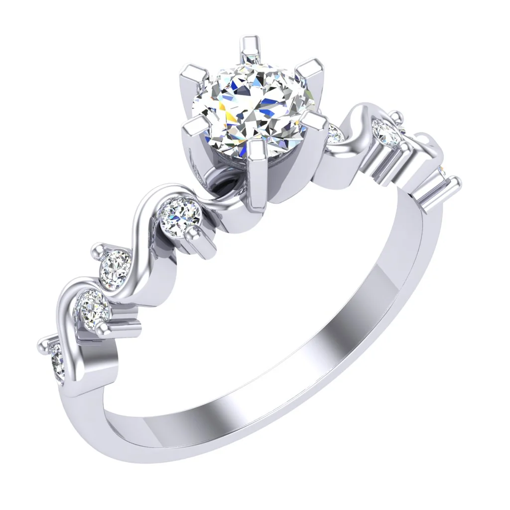 The Kendrick Unique 14k Yellow Gold Solitaire Engagement Ring Round Diamond Prong Set - Image 4