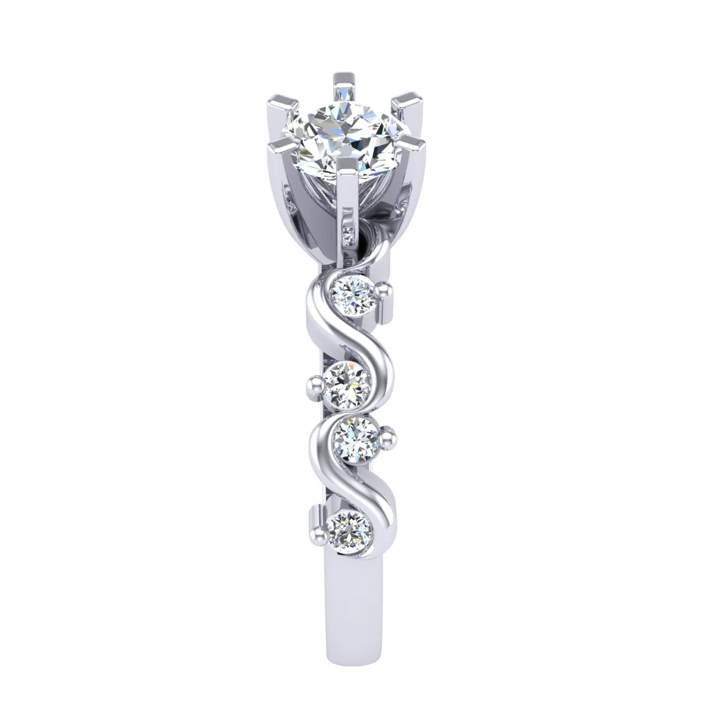The Kendrick Unique 14k Yellow Gold Solitaire Engagement Ring Round Diamond Prong Set - Image 5