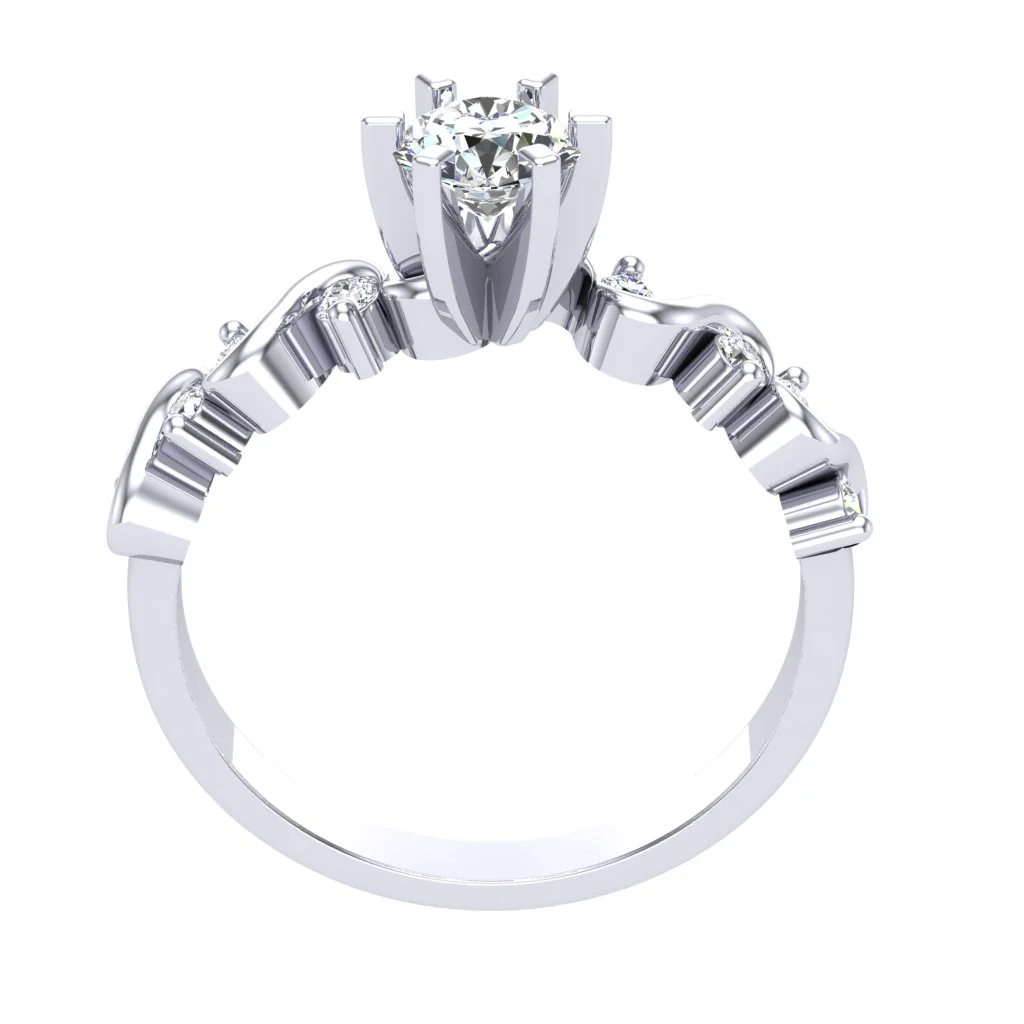 The Kendrick Unique 14k Yellow Gold Solitaire Engagement Ring Round Diamond Prong Set - Image 6