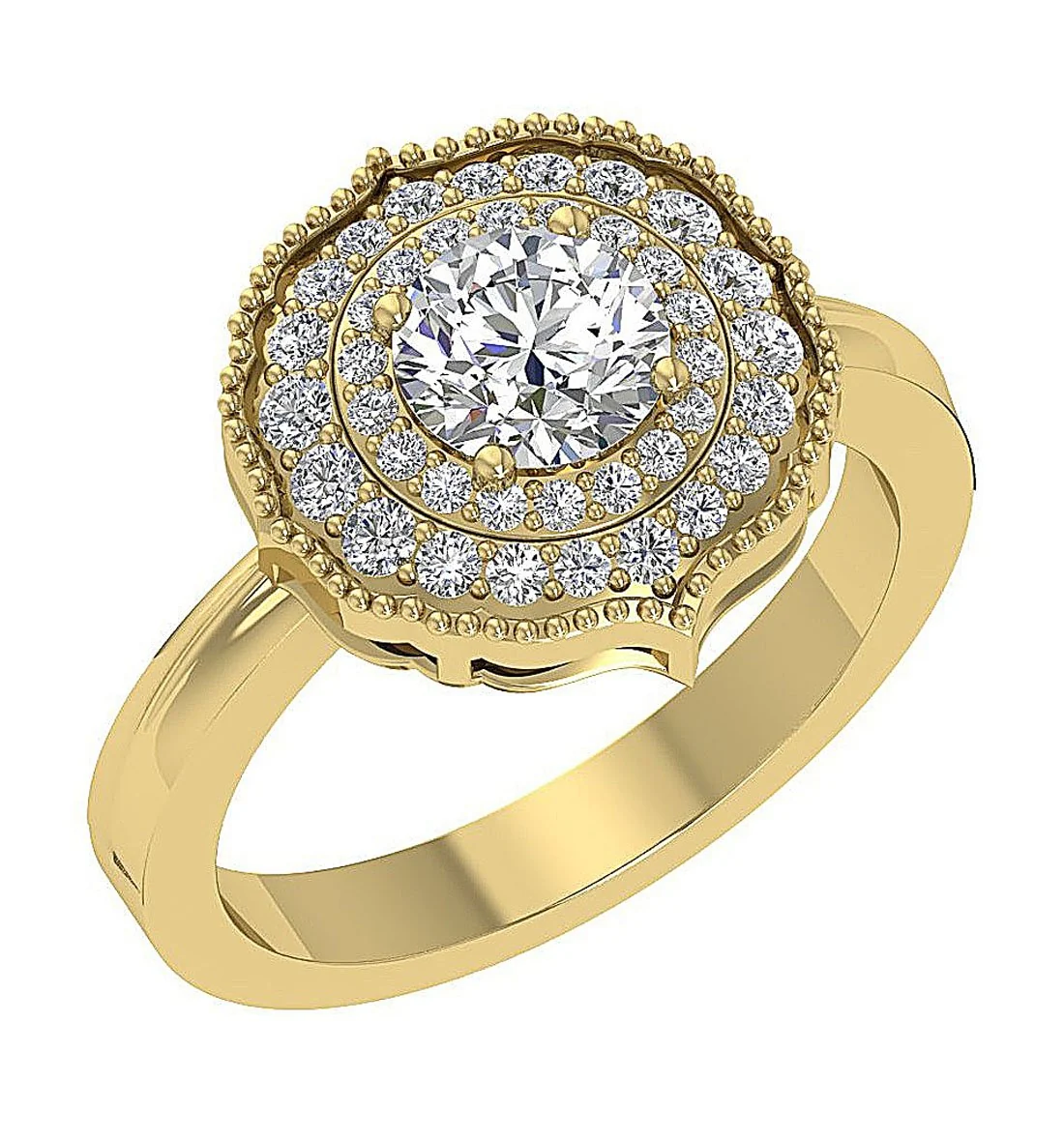 The Kenia Double Halo Designer Engagement Ring Natural Diamond 14K White Gold 14.80 mm - Image 3
