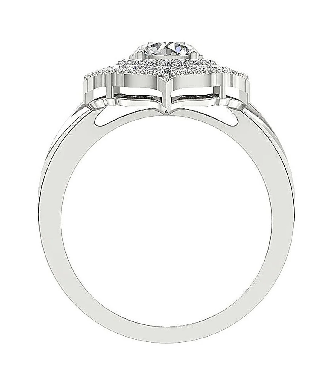 The Kenia Double Halo Designer Engagement Ring Natural Diamond 14K White Gold 14.80 mm - Image 4