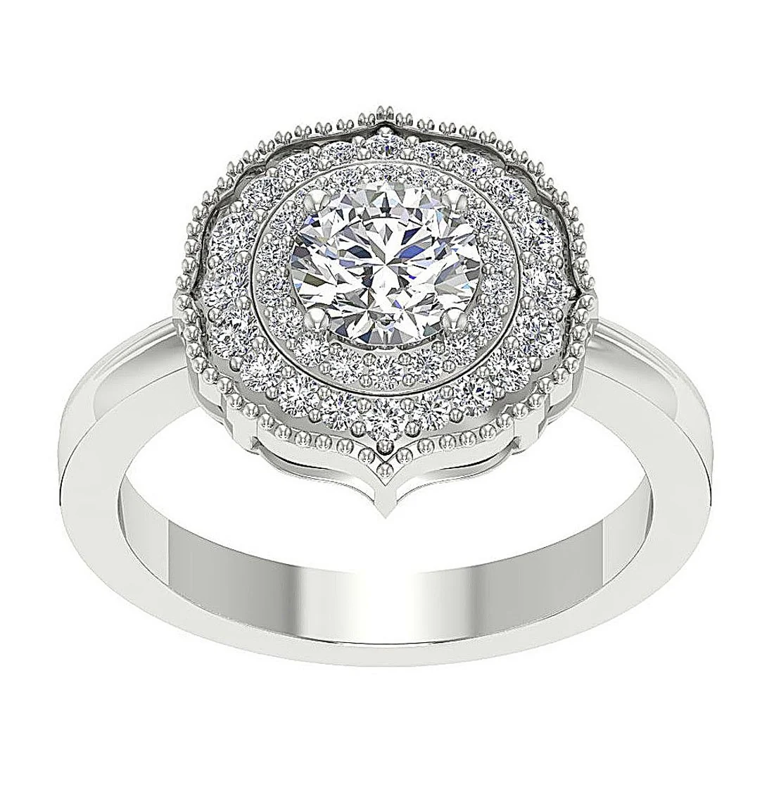 The Kenia Double Halo Designer Engagement Ring Natural Diamond 14K White Gold 14.80 mm - Image 5