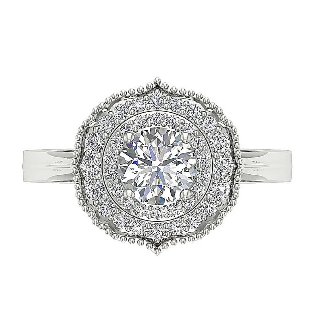 The Kenia Double Halo Designer Engagement Ring Natural Diamond 14K White Gold 14.80 mm - Image 6