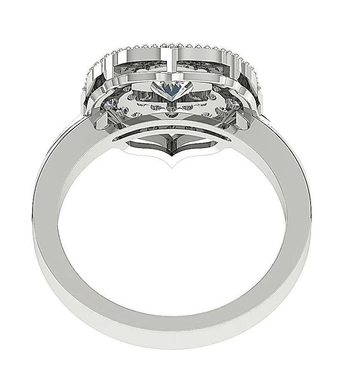 The Kenia Double Halo Designer Engagement Ring Natural Diamond 14K White Gold 14.80 mm - Image 7