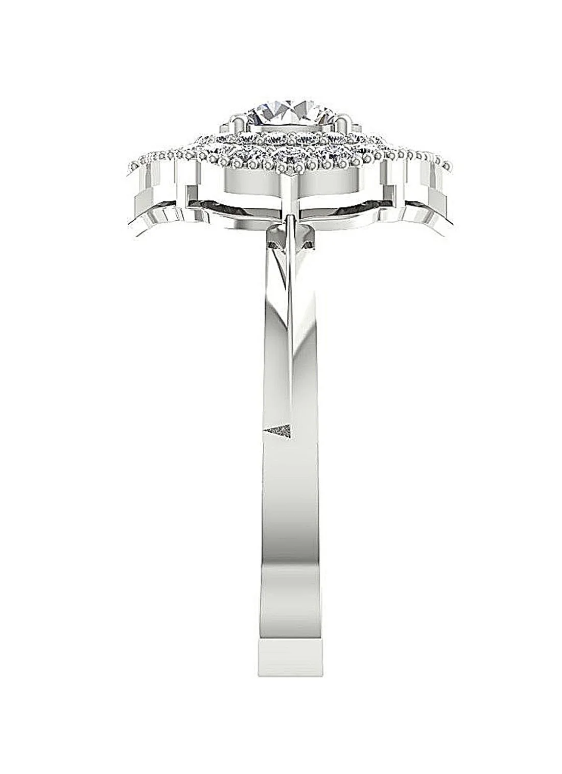 The Kenia Double Halo Designer Engagement Ring Natural Diamond 14K White Gold 14.80 mm - Image 8