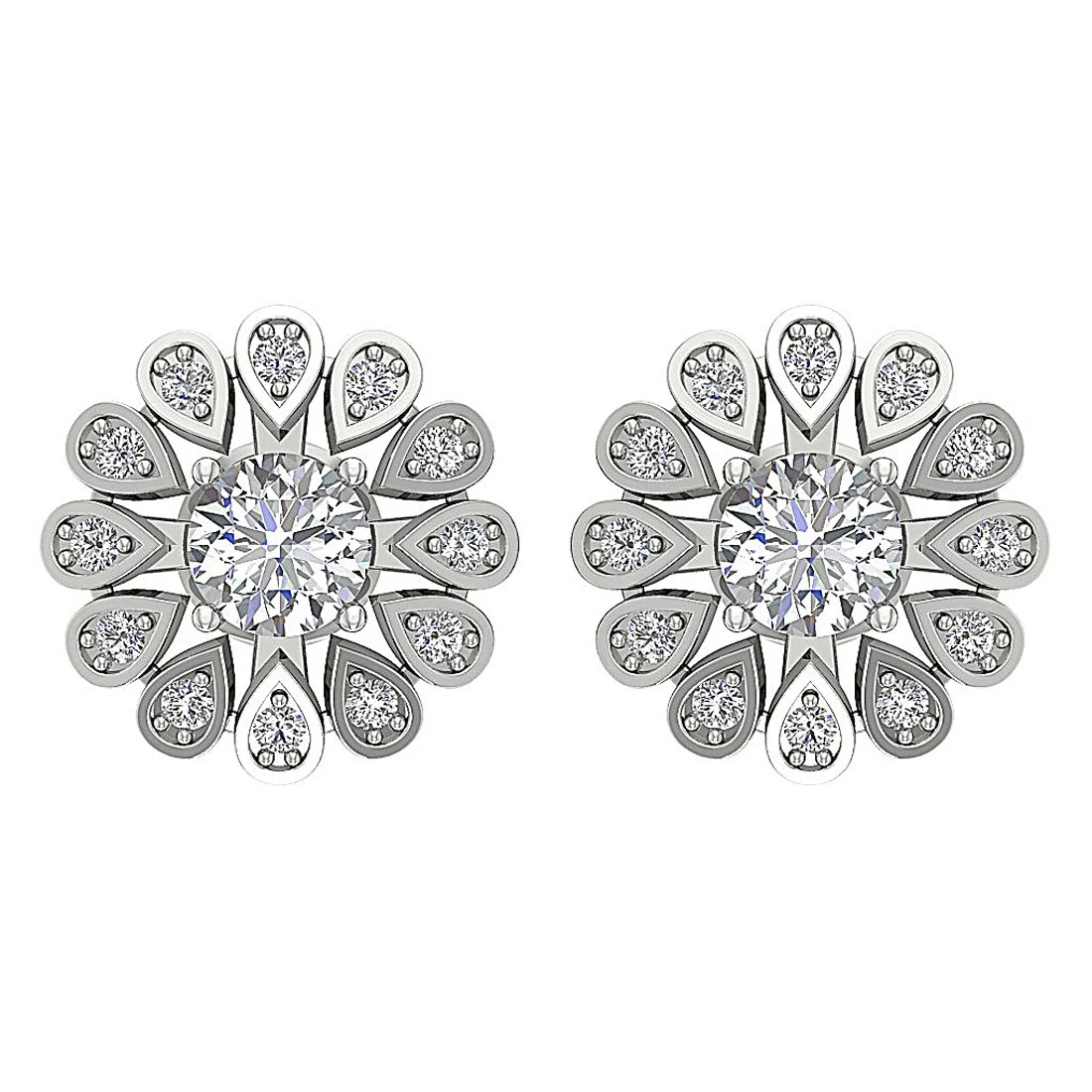 The Kenneth 14K White Gold Removable Jacket Solitaire Stud Round Diamond Earring - Image 11