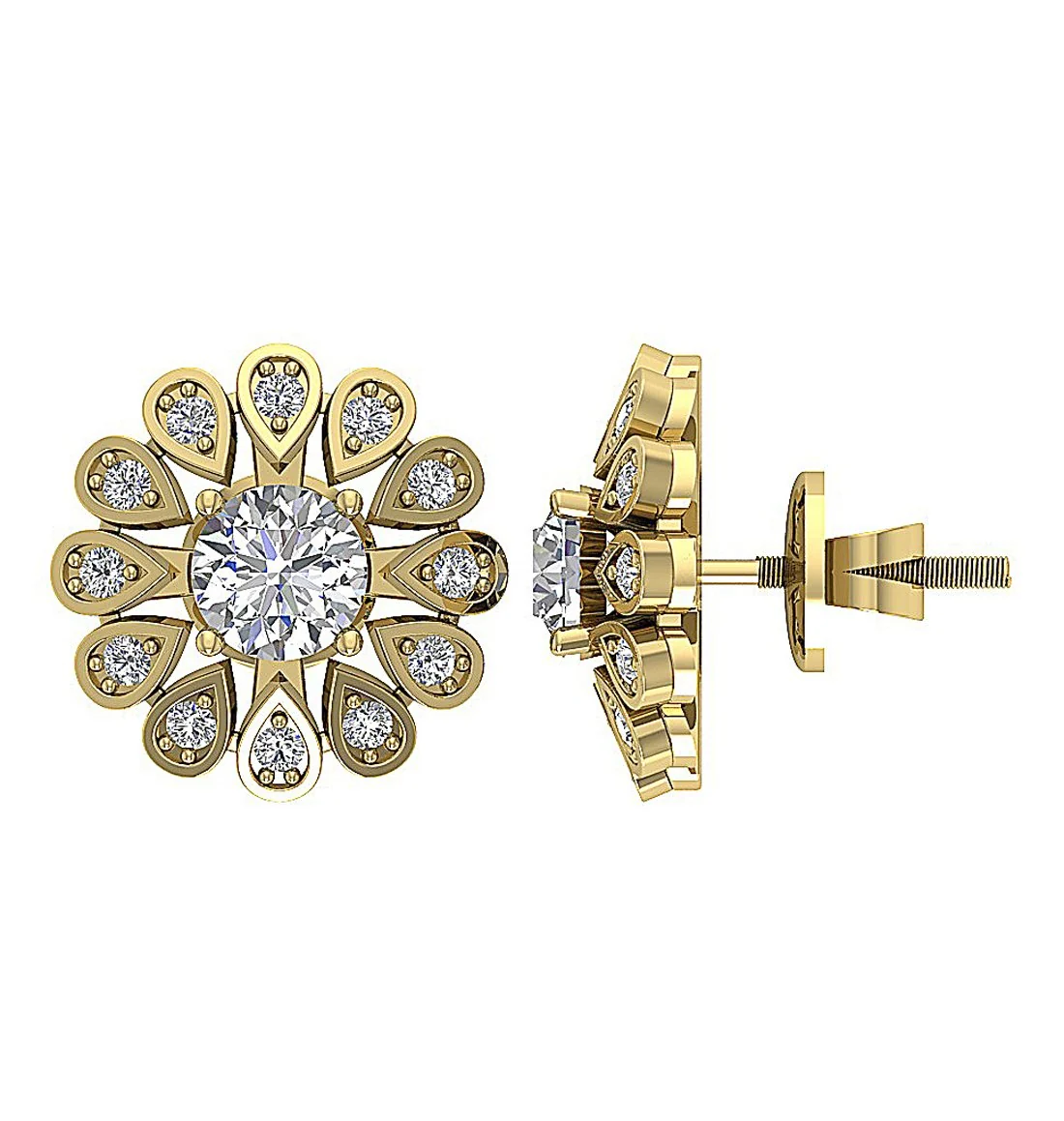 The Kenneth 14K White Gold Removable Jacket Solitaire Stud Round Diamond Earring - Image 12