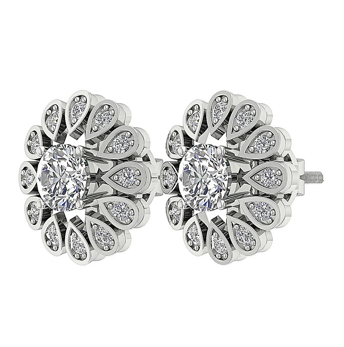 The Kenneth 14K White Gold Removable Jacket Solitaire Stud Round Diamond Earring - Image 4