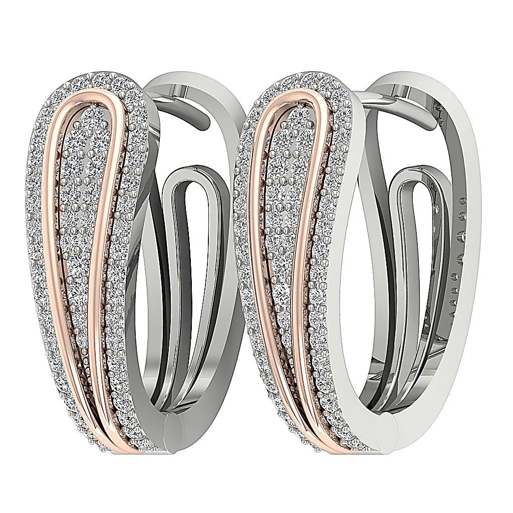 The Kevin Gorgeous Hoop Earring For Women Round Diamond 14K Solid Gold Prong Set