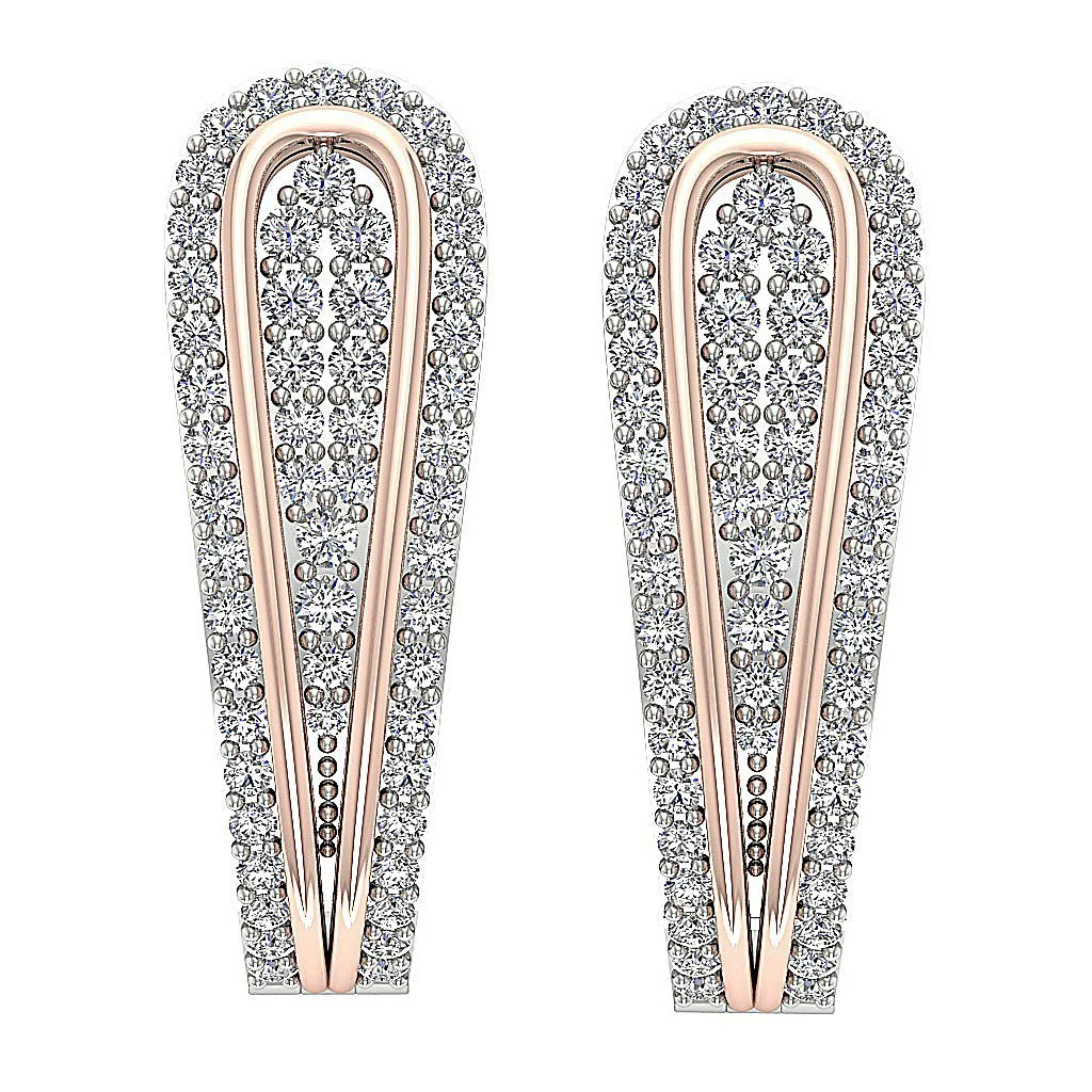 The Kevin Gorgeous Hoop Earring For Women Round Diamond 14K Solid Gold Prong Set - Image 10