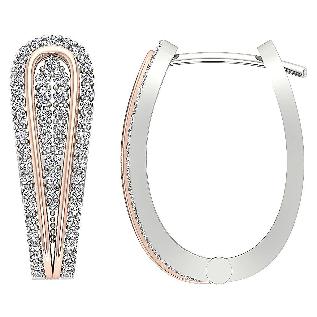 The Kevin Gorgeous Hoop Earring For Women Round Diamond 14K Solid Gold Prong Set - Image 2