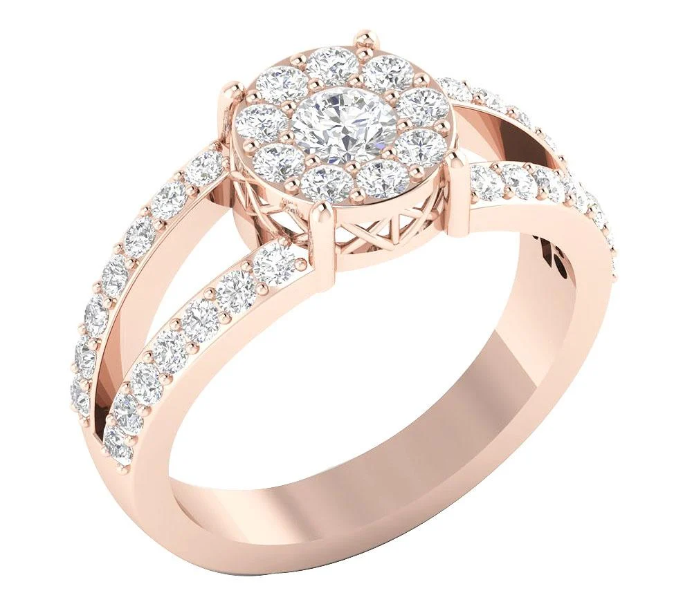 The Keyla Natural Diamond Split Shank Solitaire Ring 14K Yellow Gold Prong Set - Image 3