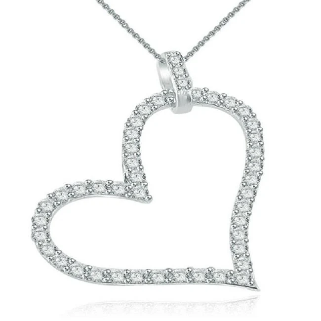 The Khalil 14K White Gold Natural Diamond Heart Pendant For Women Prong Set