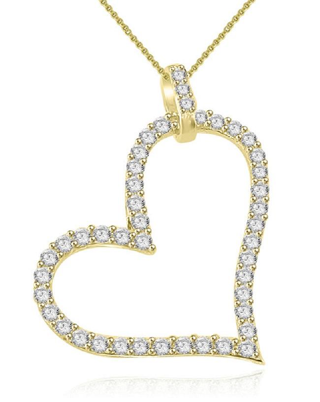 The Khalil 14K White Gold Natural Diamond Heart Pendant For Women Prong Set - Image 2
