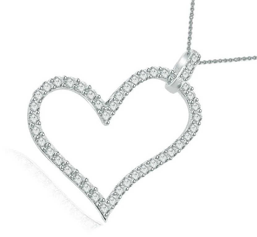 The Khalil 14K White Gold Natural Diamond Heart Pendant For Women Prong Set - Image 3