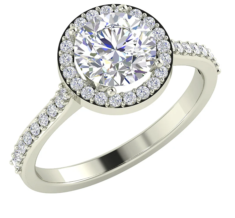 The Kian Round Diamond 14k Solid Yellow Gold Halo Solitaire Engagement Ring For Her - Image 2