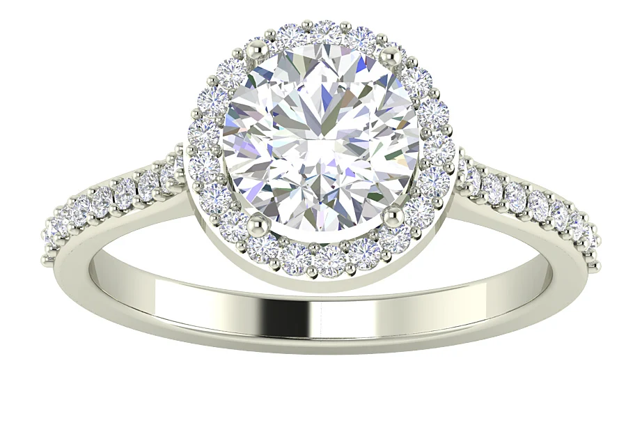 The Kian Round Diamond 14k Solid Yellow Gold Halo Solitaire Engagement Ring For Her - Image 4