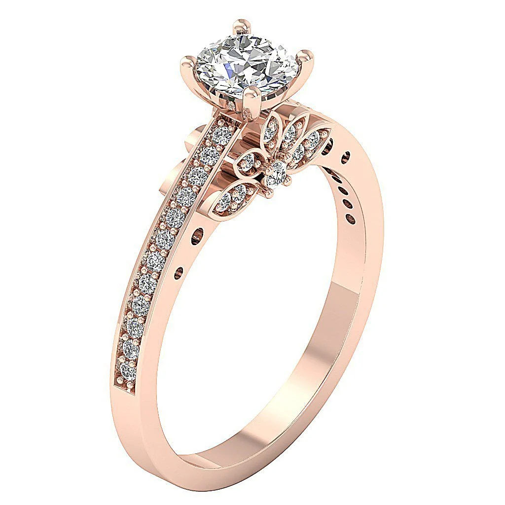 The Kieran Designer Genuine Diamond 14k White Gold Solitaire Engagement Ring Prong Set - Image 2