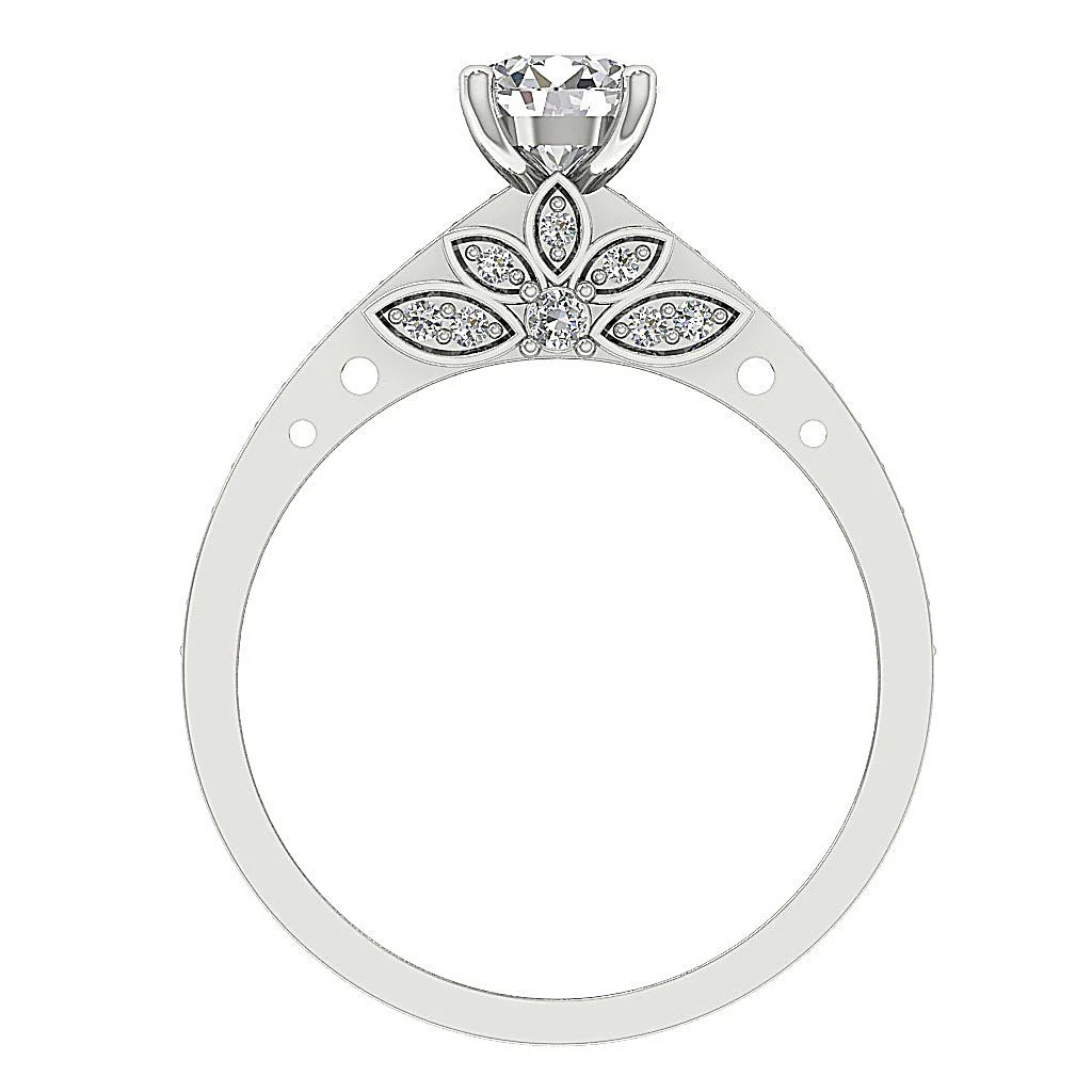 The Kieran Designer Genuine Diamond 14k White Gold Solitaire Engagement Ring Prong Set - Image 7