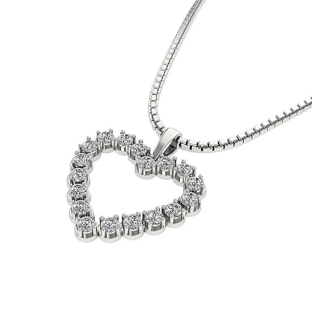The Killian Pave Set 1 Carat Round Cut Diamond Love Of Heart Pendant 14k White Gold - Image 13