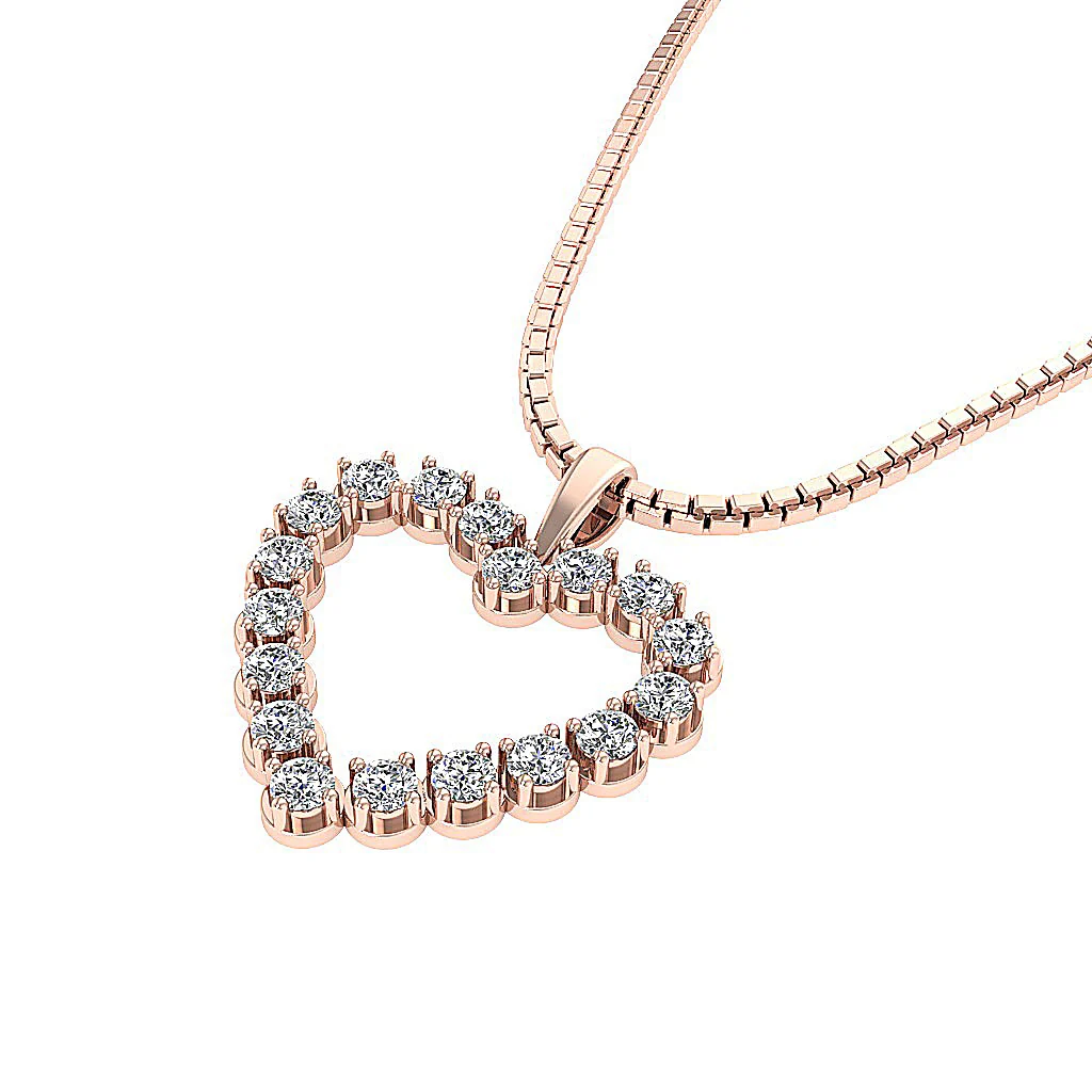 The Killian Pave Set 1 Carat Round Cut Diamond Love Of Heart Pendant 14k White Gold - Image 15